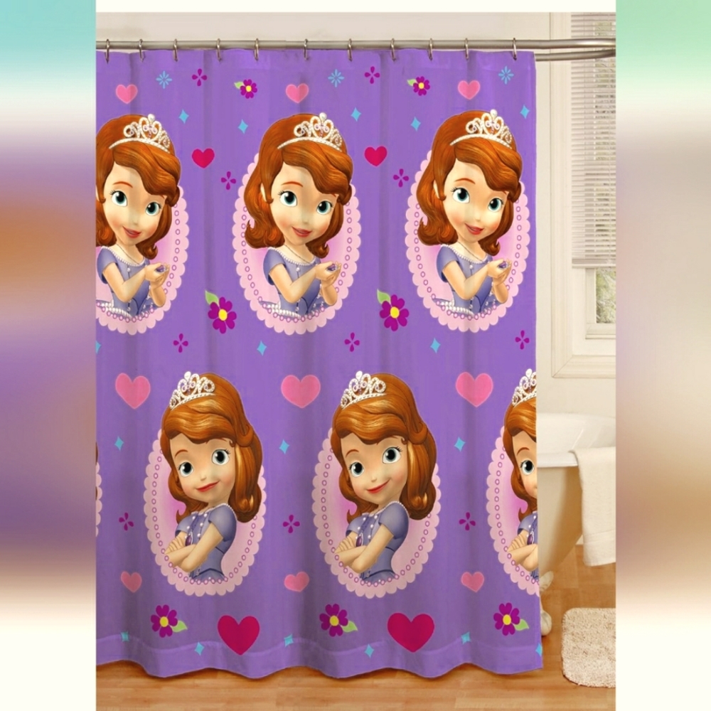 Disney Princess Sofia The First Shower Curtain Purple/Pink Multi Color 72" X 72"